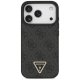 Guess iPhone 17 Pro vāciņš Leather 4G Triangle Strass MagSafe, melns