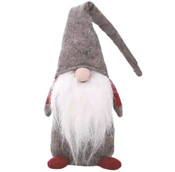 Standing Christmas Gnome Decoration, Grey and Red