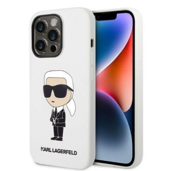 Apple iPhone 14 Pro 6.1" Karl Lagerfeld Silicone Ikonik Case Cover (KLHCP14LSNIKBCH), White