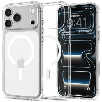 Чехол Spigen Ultra Hybrid MagSafe для iPhone 18 Pro / 17 Pro, прозрачный с белым