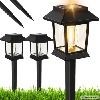 Solar Garden Lights with Dusk Sensor, 2 pcs, Black
