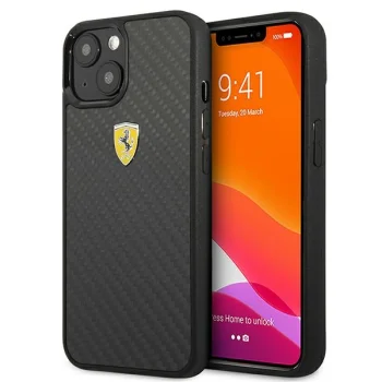 Чехол Ferrari для iPhone 13 mini On Track Real Carbon, черный
