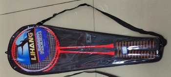 Badminton Racket Set 2 Pack with Carrying Cover, Red