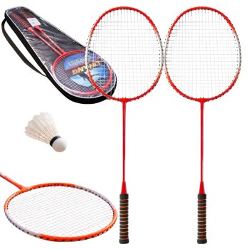 Badminton Racket Set 2 Pack with Carrying Cover, Red
