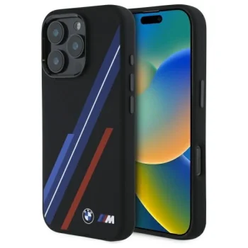 BMW BMHMP16L23SSPK iPhone 16 Pro 6.3" melns/ melns cietais futrālis Silikona izlases līnijas MagSafe |...