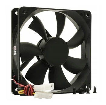 Korpusa ventilators 120x120 mm kluss un efektīvs dzesēšanai, melns