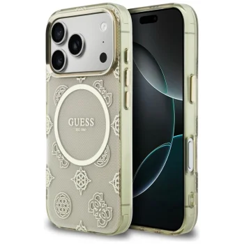 Guess IML Peony Dot MagSafe vāciņš Apple iPhone 17 Pro, bēšs