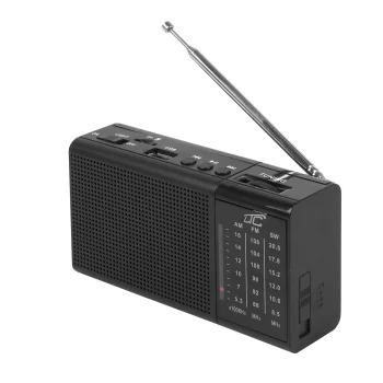 LTC REGA Portable Radio, FM AM SW, USB, TF, AUX, Mini LED Flashlight, Black