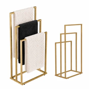 ModernHome Freestanding Towel Stand, 3 Tiers, Metal, Gold