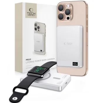 Tech-Protect PB33 LifeMag MagSafe ārējais akumulators 5000mAh, sudraba