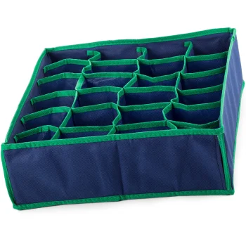 Underwear and Socks Drawer Organizer, 24 Compartments, Navy Blue