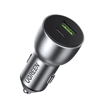 Ugreen CD213 auto lādētājs USB / USB-C PD QC 3.0 36W 3A pelēks