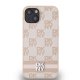 DKNY iPhone 15 / 14 / 13 Case Checkered Mono Pattern & Printed Stripes, Pink