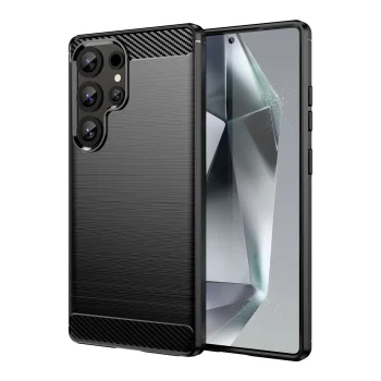 Samsung Galaxy S25 Ultra ( SM-S938 ) Carbon Flexible Cover TPU Case, Black | Telefona Maciņš Vāciņš Apvalks Bampers