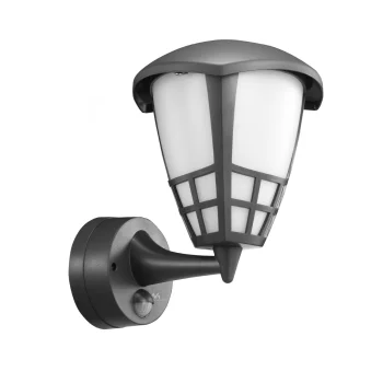 Sienas lampa Maclean MCE518 GR 1xE27 ar kustības sensoru IP65, pelēka