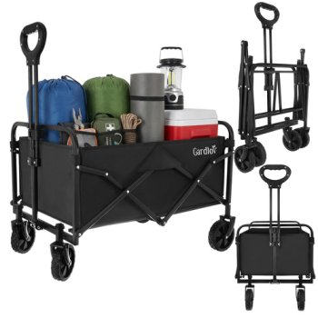 Saliekamie dārza ratiņi Gardlov 90L, kravnesība 100kg, melni