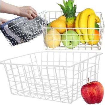Loft metāla stiepļu organizatora grozs virtuvei augļiem balts liels | metal wire organizer basket for kitchen fruit...