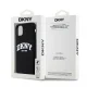 DKNY iPhone 11 / XR vāciņš Liquid Silicone White Printed Logo MagSafe, melns