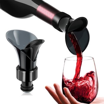 2-in-1 Bottle Pourer and Stopper, Black