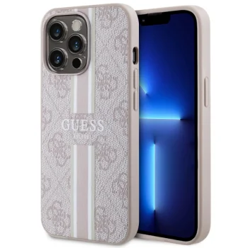 Guess iPhone 13 Pro Max vāciņš 4G Printed Stripes MagSafe, rozā
