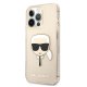 Apple iPhone 14 Pro Max 6.7\" Karl Lagerfeld Glitter Karl Head Case Cover (KLHCP13XKHTUGLGO), Gold