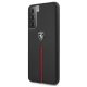 Ferrari Samsung Galaxy S21+ Case Off Track Leather Nylon Stripe, Black