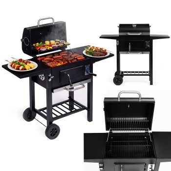 Charcoal Garden Grill with Lid and Thermometer MultiGarden
