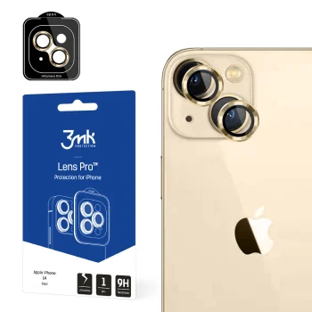 3mk Lens Protection Pro kameras aizsargstikls iPhone 14 zelta krāsā