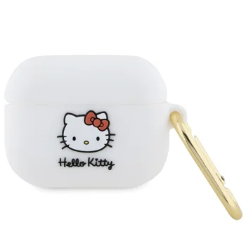 Чехол Hello Kitty для AirPods Pro Silicone 3D Kitty Head, белый