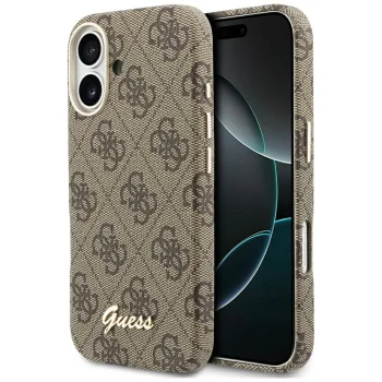 Чехол Guess 4G Script с MagSafe для iPhone 17 – коричневый