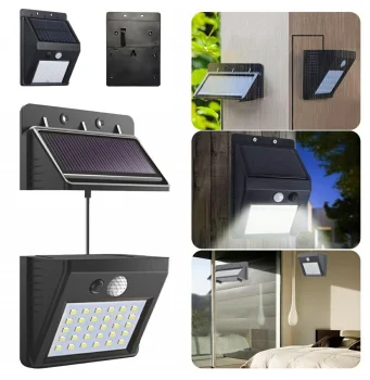 Solārā LED lampa ar kustības sensoru ZD53B, melna