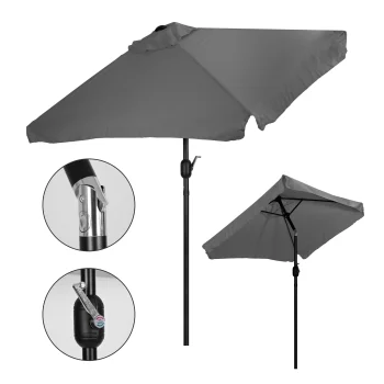 Taisnstūra dārza saulessargs ar nolieces funkciju 200x140 cm MultiGarden, pelēks