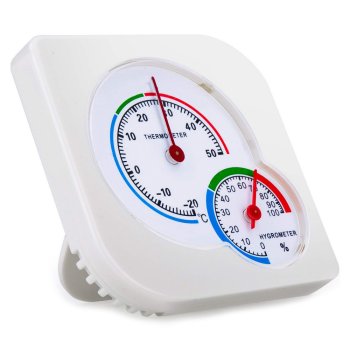 Analogs istabas termometrs-higrometrs temperatūras un mitruma mērīšanai, balts