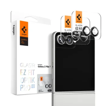 Защитное стекло камеры Spigen Optik Pro Glas.TR EZ Fit для Galaxy Z Flip 7 2 шт, черное