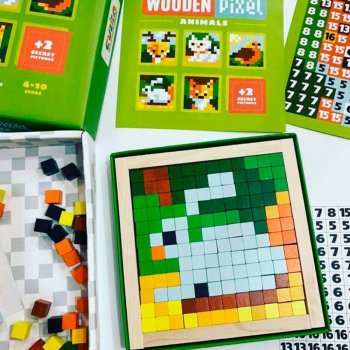 Attīstošā Spēle Koka Mozaīka Puzle Pikseļi, Dzīvnieki, 250 gab. | Educational Game Wooden Mosaic Jigsaw Puzzle...