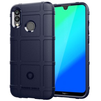 Huawei P Smart 2019 / Honor 10 Lite (POT-LX1) Shock-proof Rugged Square Grid TPU Back Case Cover, Blue | Чехол...