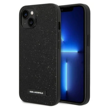 Karl Lagerfeld Glitter Plaque Logo vāciņš iPhone 14 Plus, melns