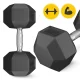 Стальная гантель 4Fizjo HEX с резиновым покрытием, 30 кг, черная