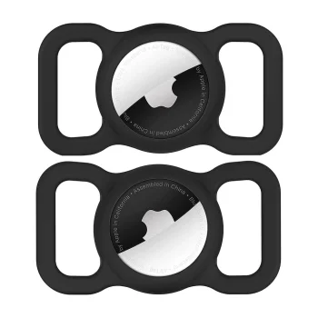 Силиконовый чехол для Apple AirTag на ошейник Wozinsky WEA-01, черный