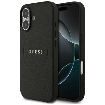 Guess Grained Ring MagSafe vāciņš iPhone 17 telefonam – melns | Phone Case Cover