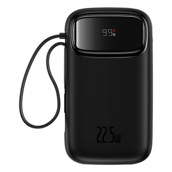Baseus Qpow2 20000mAh 22.5W jaudīgais akumulators ar diviem kabeļiem un digitālo displeju + Baseus Simple USB-C 3A...