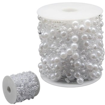 White Pearl Christmas Tree Garland 5m 8mm
