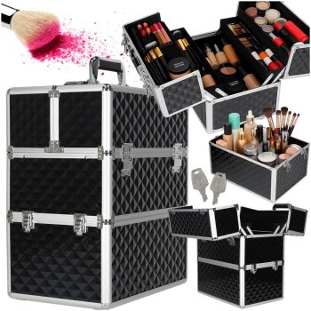 XXL Makeup Train Case Cosmetic Organizer Storage Box, Black
