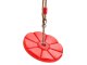 Children\'s garden swing with round plastic seat and adjustable rope red