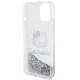 Hello Kitty iPhone 14 Case Liquid Glitter Charms Kitty Head, Silver