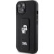 Karl Lagerfeld iPhone 15 Case Gripstand Saffiano Karl&Choupette Pins, Black