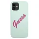 Guess iPhone 12 mini vāciņš Silicone Vintage Script, fuksijas zils