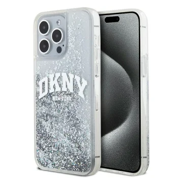 Чехол DKNY для iPhone 15 Pro Max Liquid Glitters Arch Logo, белый