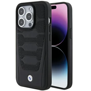BMW iPhone 15 Pro Max Case Leather Seats Pattern, Black