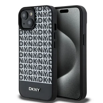 Чехол DKNY для iPhone 15 / 14 / 13 Leather Printed Pattern MagSafe, черный